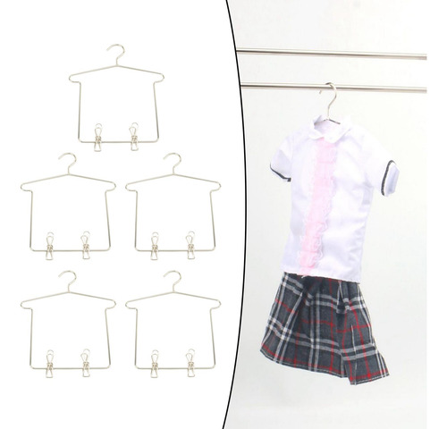 Perchero Para Ropa De Muñecas Bjd De Metal, 5 Piezas,