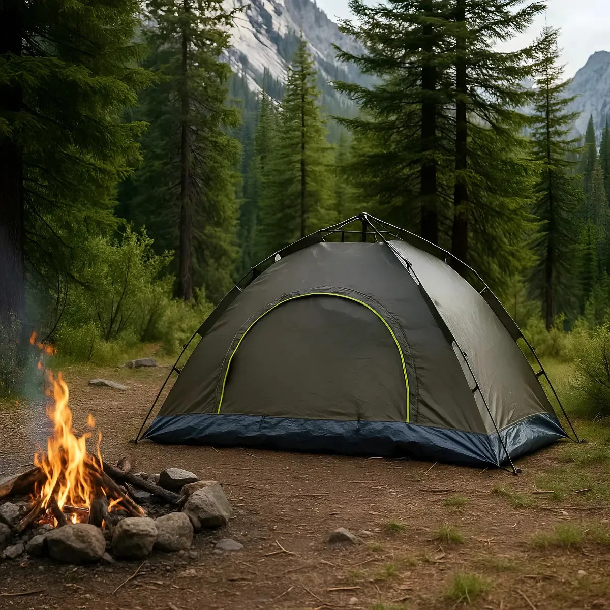 Carpa 2 Personas Disocvery Camping Outdoor Reforzada Color Gris Oscuro
