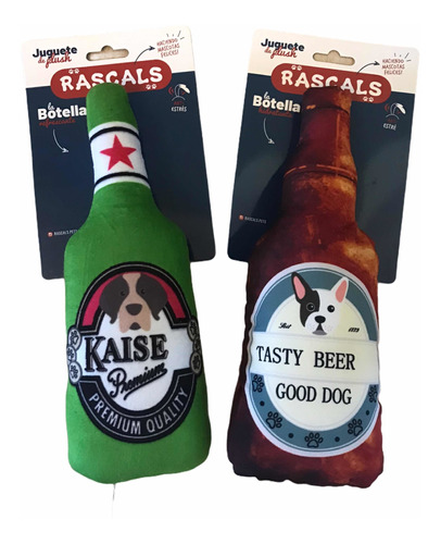 Juguete Perros Peluche Botella Cerveza Rascals