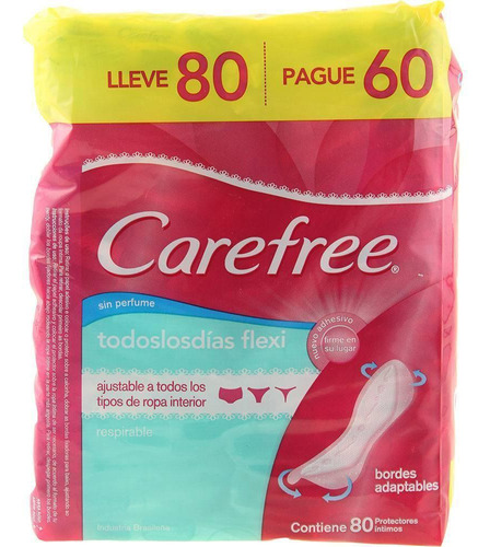 Protetor Diário Carefree Flex Sem Perfume 80 Unidades