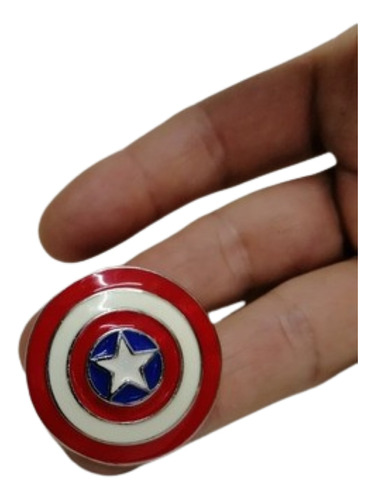 Prendedor Escudo Capitán América Marvel U.s.a Cromo