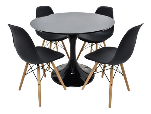 Combo Comedor 4 Sillas Eames + Mesa Tulip Redon 1 Mt Esp18mm