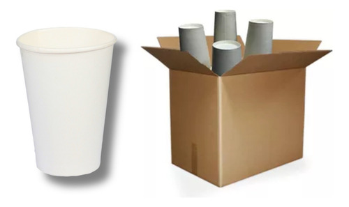 Caixa C/1000 Copos De Papel Liso Biodegradável 180ml Cor Branco