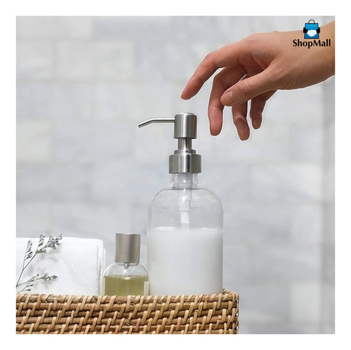 Juego 2 Dispensadores Jabón Vidrio Transparente 500ml Baño Color Trasnparente