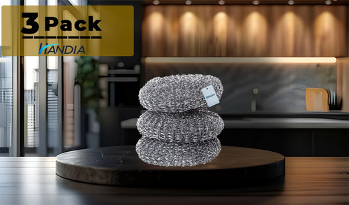 Fibra De Acero Metalica Lava Trastes Set 3 Unidades 40gramos