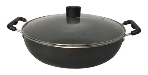 Panela Wok Top Praticidade Tampa De Vidro Alças Quality Cor Grafite