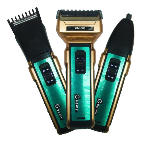 Maquina De Afeitar Gemei 3 En 1 Recargable Barbera 589 Geemy Color Verde