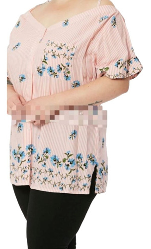 Blusa Fibrana Estampada, Hombros Descubiertos T 5 