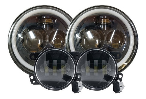 Opticas Cree Led 7 PuLG + Faros Aux 4 PuLG Jeep Wrangler Ika