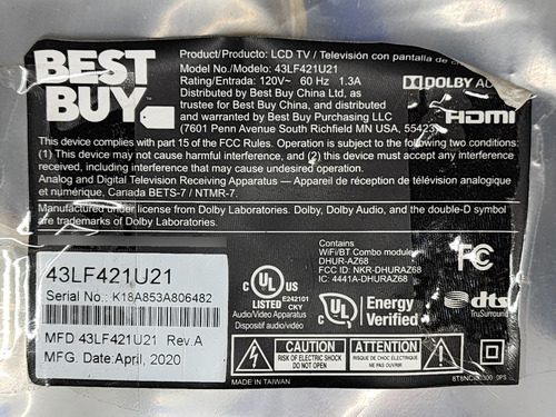 Mainboard Td.t950.67 Best Buy 43lf421u21 (Usado)