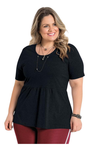 Blusa Mulher Peplum Geométrica Plus Size Acinturada- 2285458