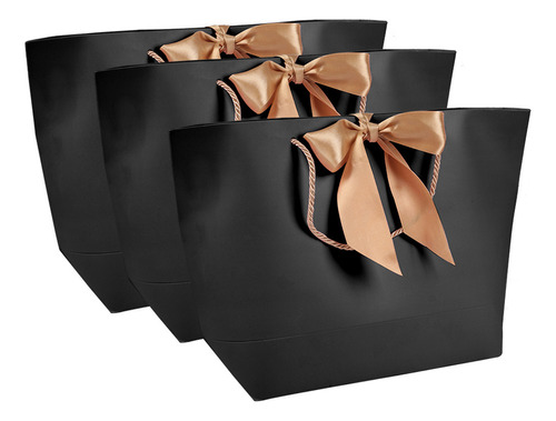 10 Bolsas De Regalo De Papel Negro Para Recuerdos, Ropa, Maq