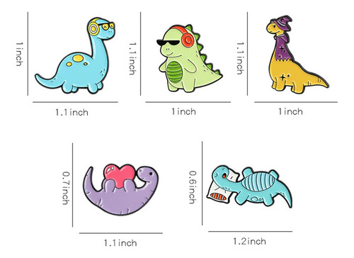 De 6 Alfileres De Esmalte De Dinosaurio Insignias Coloridas