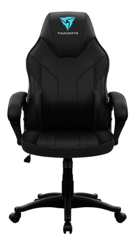 Silla de escritorio ThunderX3 EC1 gamer ergonómica negra con tapizado de cuero sintético