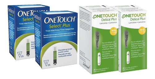 Kit One Touch Select Plus 50 Tiras Y 50 Lancetas