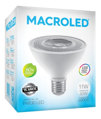 Lampara Led Par 30 Macroled 11w Luz Fría E27 