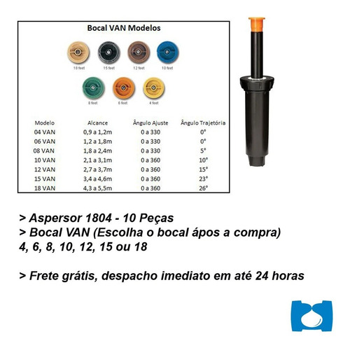 Imagem 5 de 10 de Aspersor Spray Irrigação Rain Bird 1804 - 10 Peças C/bocal
