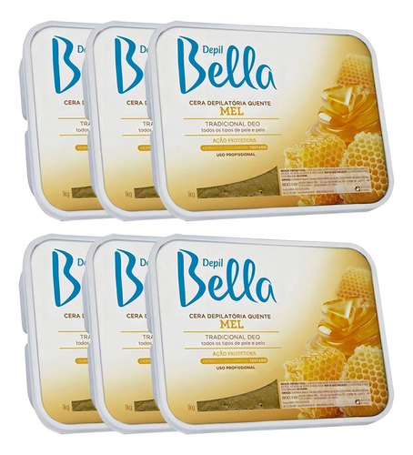 Cera Quente Em Barra Depil Bella 1kg - Mel 06 Unidades