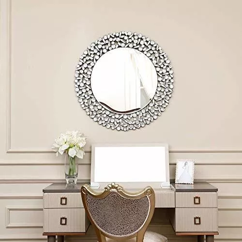 KOHROS - Espejo antiguo grande de pared con marco de cristal veneciano,  espejo para dormitorio, baño, sala de estar