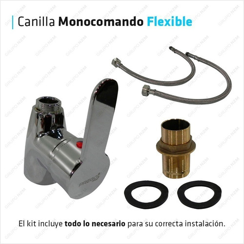 Imagen 4 de 10 de Griferia Canilla Monocomando Acero Gourmet Pico Flexible