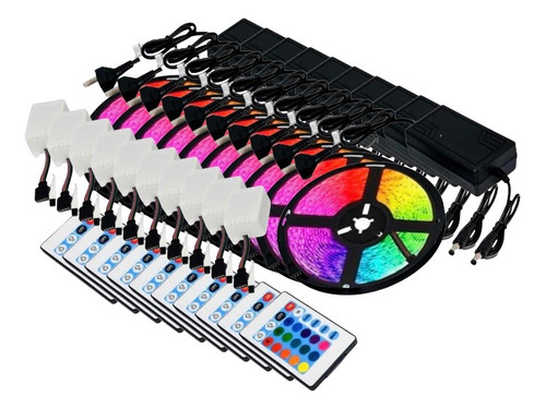 Pack De 10 Tiras De Led 5 Metros Rgb 5050 Exterior Completas
