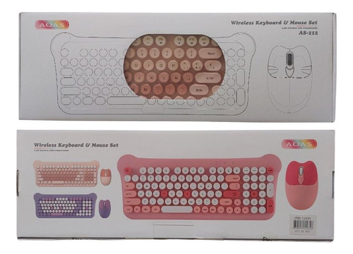 Kit Teclado Mouse Inalámbrico Kawaii Gato Gatito Incluye Ñ Beige Beige