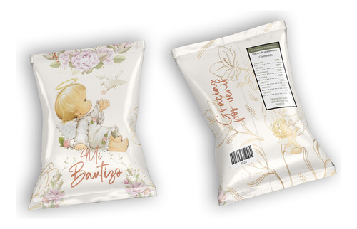 Dulceros Personalizados Invitaciones Chips Bag Mi Bautizo