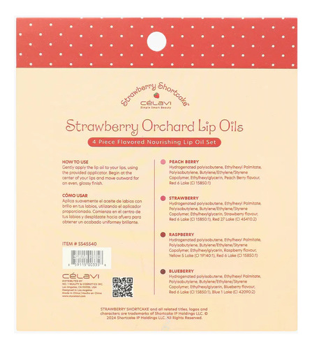 Set Lip Oil Strawberry Orchard Rosita Fresita X Celavi 4pz