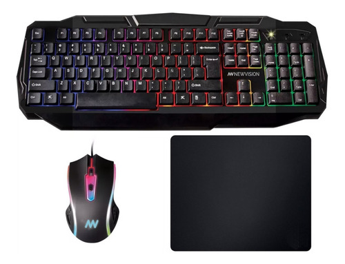 Imagen 2 de 10 de Teclado Mouse Gamer Nw-se600 Kit Combo Pc Usb Led Gaming