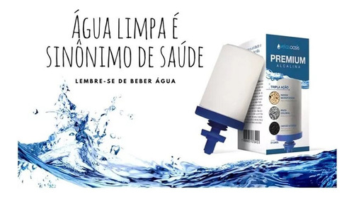 Filtro De Água Ocean Base Inox + 02 Velas Tripla Ação Oasis