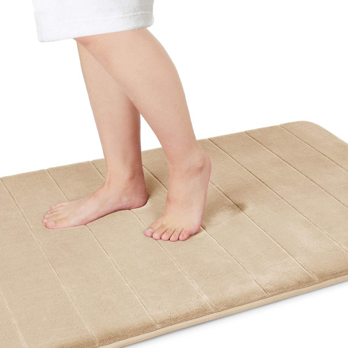 Alfombra De Baño Yimobra, Color Beige, Espuma Viscoelástica,