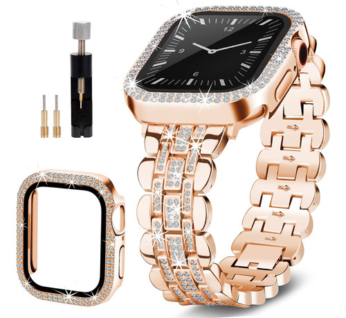 Malla P/reloj Apple Watch Metalica/diamante 38mm Rosa Gold