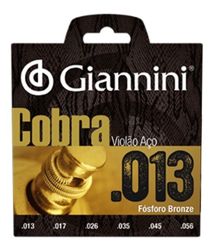 Encordoamento Violão Aço Giannini Cobra 013 85/15 Geeflxf