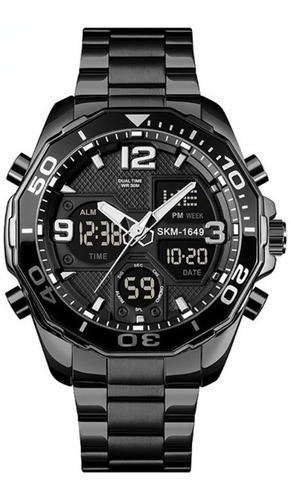 Reloj De Calendario Analógico Electrónico De Lujo Skmei Color De La Correa Negro