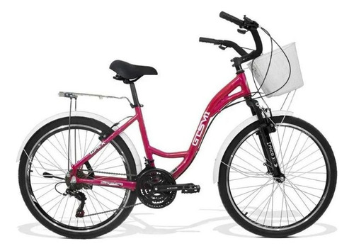 Bicicleta Feminina Aro 26 21v Freio V-brake Walk Urbano Cor Rosa Neon