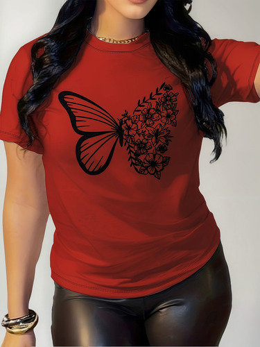 Playera Estampada Cuello Redondo Casual Manga Corta