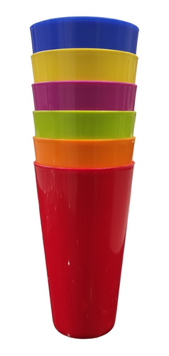 6 Vasos Plásticos Doble Capa Resistentes Reutilizables 600ml