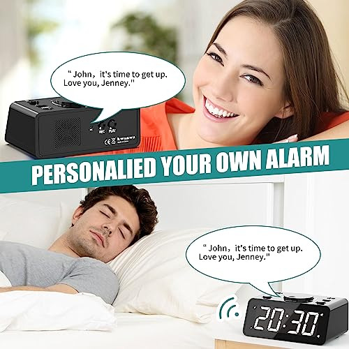 Reloj Despertador Inalámbrico Con Alarma Doble Y Voz Grababl