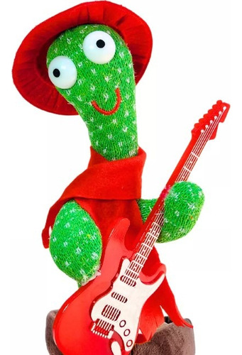 Juguete Cactus Bailarín Con Música Baila Canta Y Repite Voz Gorro Rojo- Guitarra
