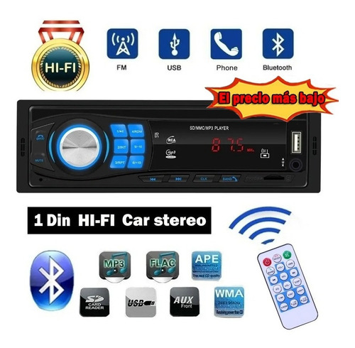 Reproductor Mp3 1 Din Con Bluetooth Y Auxiliar Para Auto