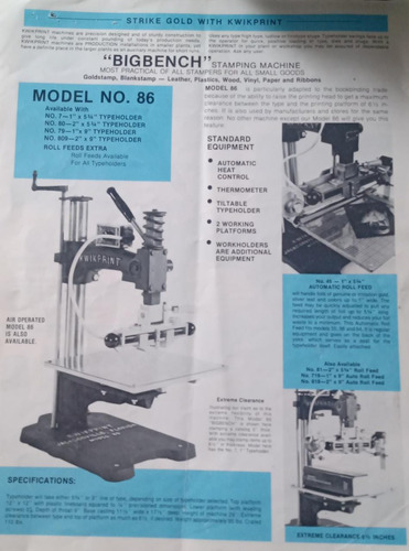 Bigbench Stamping Machine Model No.86