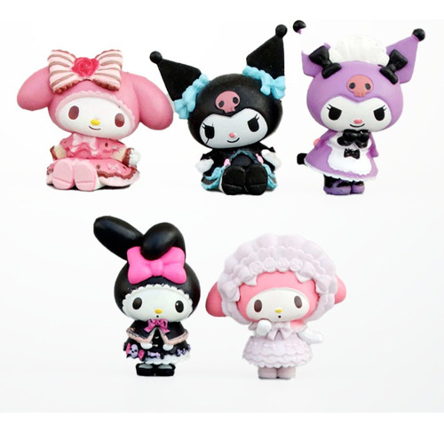 Figuras Kuromi Hello Kitty Sanrio Violeta Jade Pudin Set X5