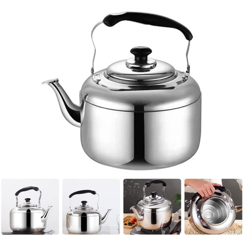 Tetera Acero Inoxidable Hervidor Agua Cafe Con Tapa 6 Litros