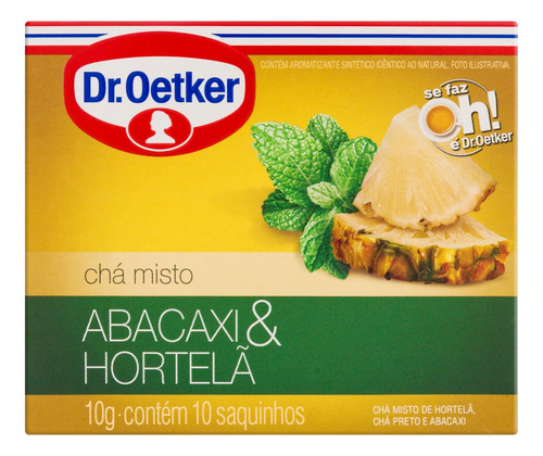 Chá Abacaxi & Hortelã Dr. Oetker Caixa 10g 10 Unidades