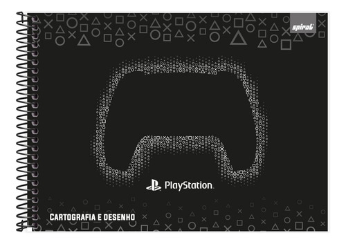 Caderno Desenho Cartografia Capa Dura 48 Folhas Playstation