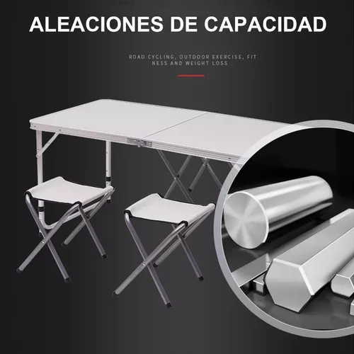 Mesa Plegable Tipo Portafolio 1.20 M Con 4 Sillas Portátiles