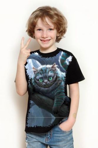 Camiseta Criança Frete Grátis Gato De Cheshire