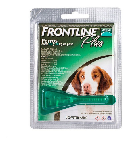 Frontline Pipeta 10 A 20 Kg. Para Perros