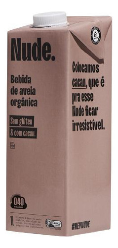 Kit 6x: Leite Vegetal De Aveia Orgânico Sabor Cacau Nude 1l