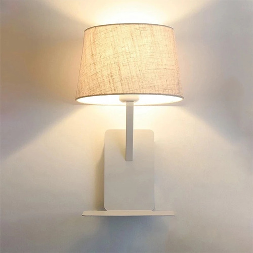 Luminaria Aplique Pared Con Conector Usb Blanco + Lampara